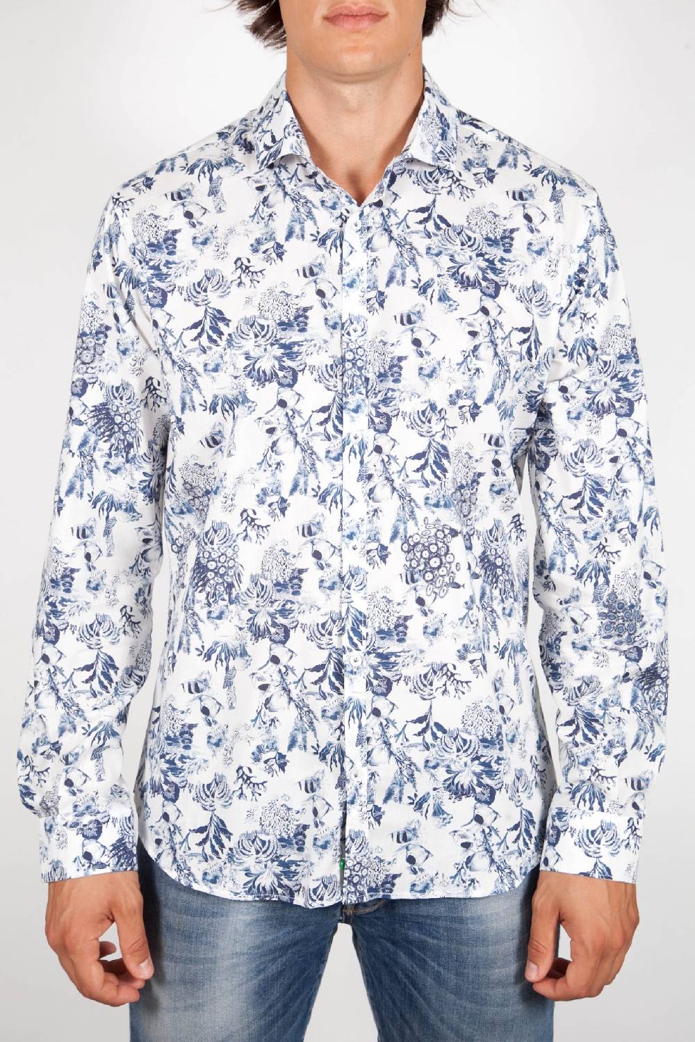 Poggianti Camicia Fantasia Collo Francese 347-01