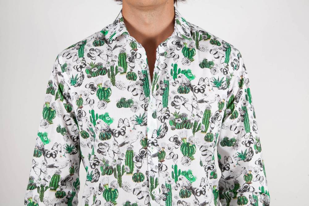 Poggianti Camicia Fantasia Collo Francese 349-02