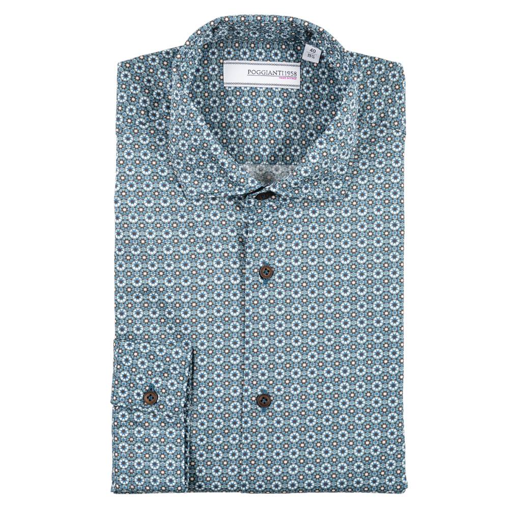 Poggianti Camicia Fantasia Collo Francese