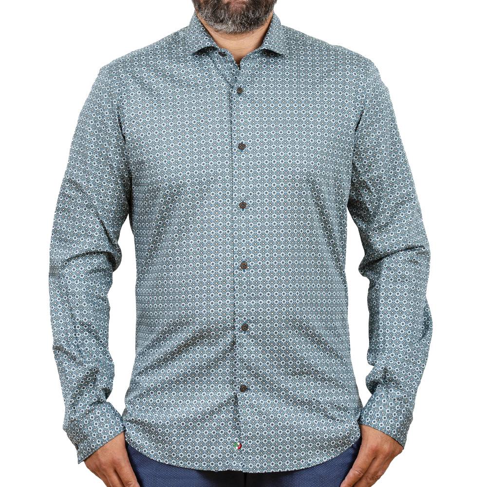 Poggianti Camicia fantasia collo francese