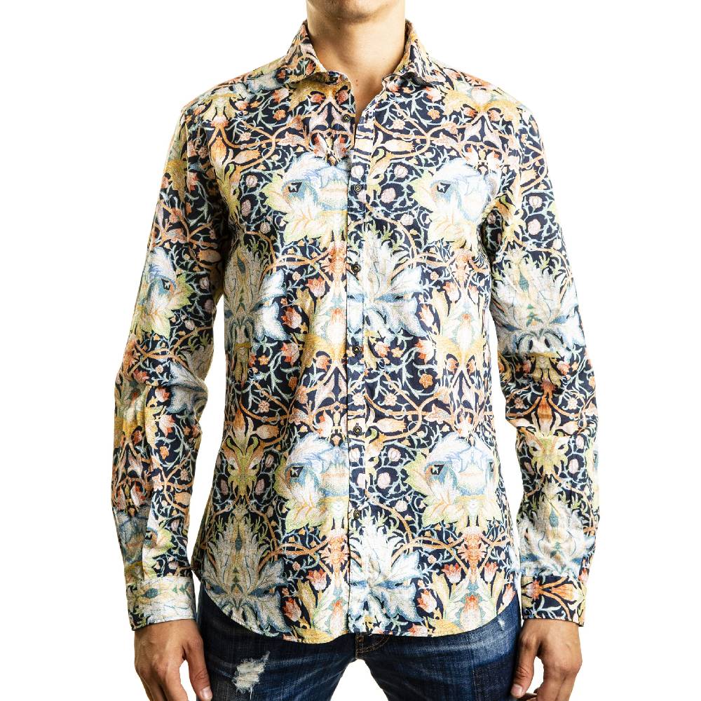 Poggianti Camicia fantasia collo francese