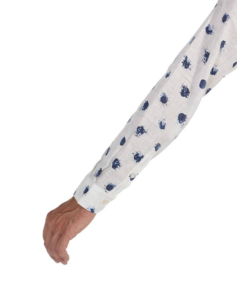 Poggianti Camicia Fantasia Collo Morbido Bianco