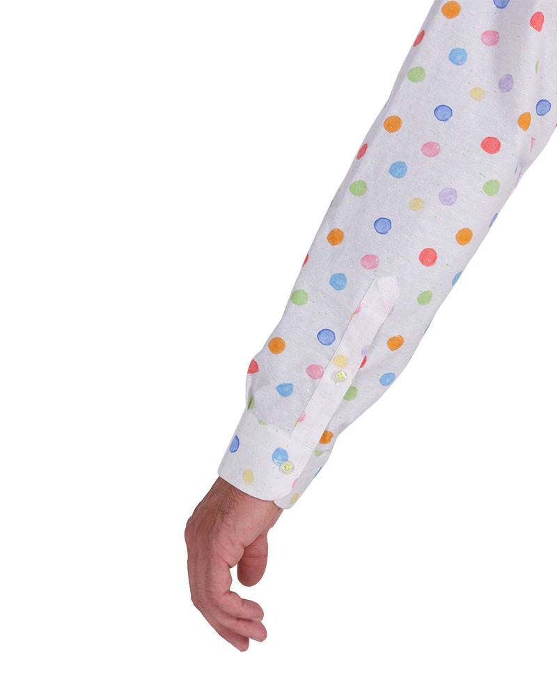 Poggianti Camicia Fantasia Collo Morbido Bianco