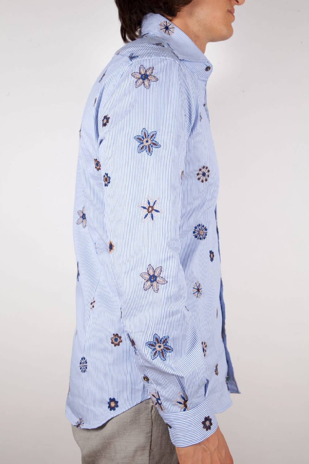 Poggianti Camicia Fantasia Collo Morbido Ricamo