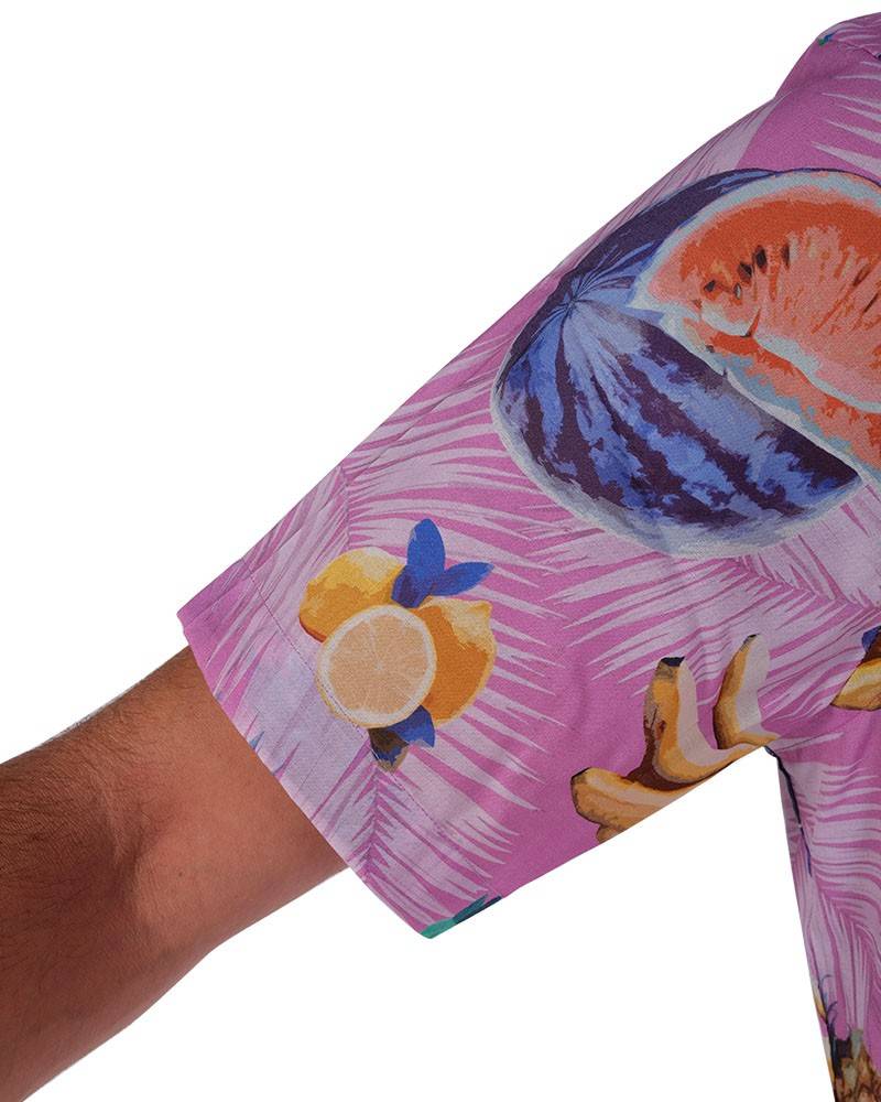 Poggianti Camicia Fantasia Collo Morbido Rosa