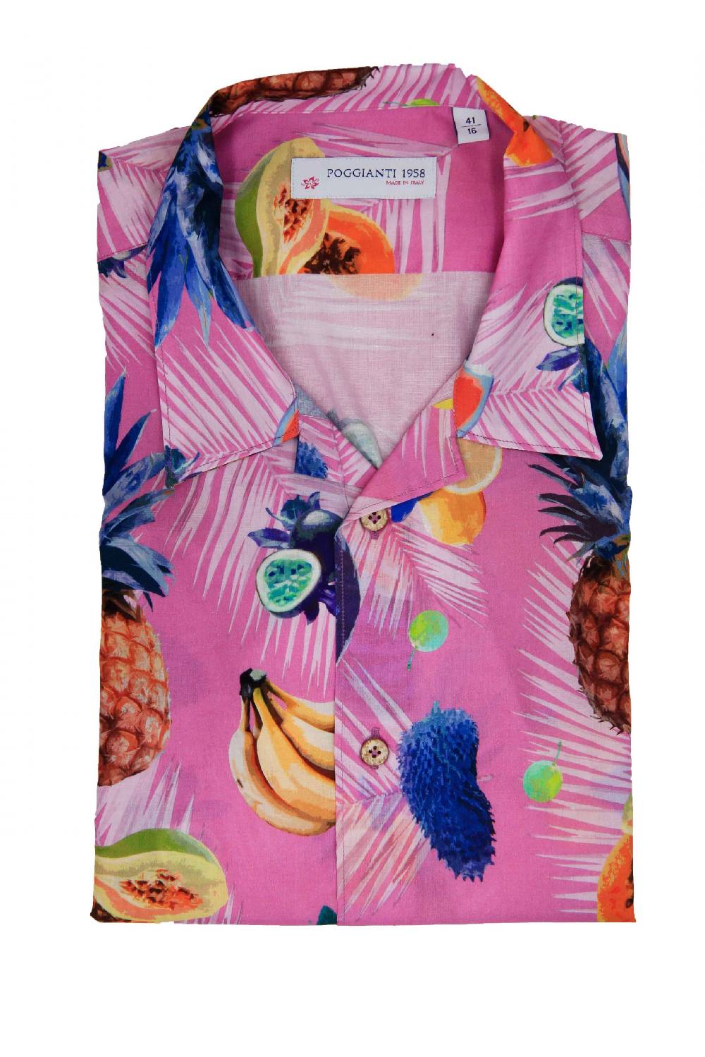 Poggianti Camicia Fantasia Collo Morbido Rosa