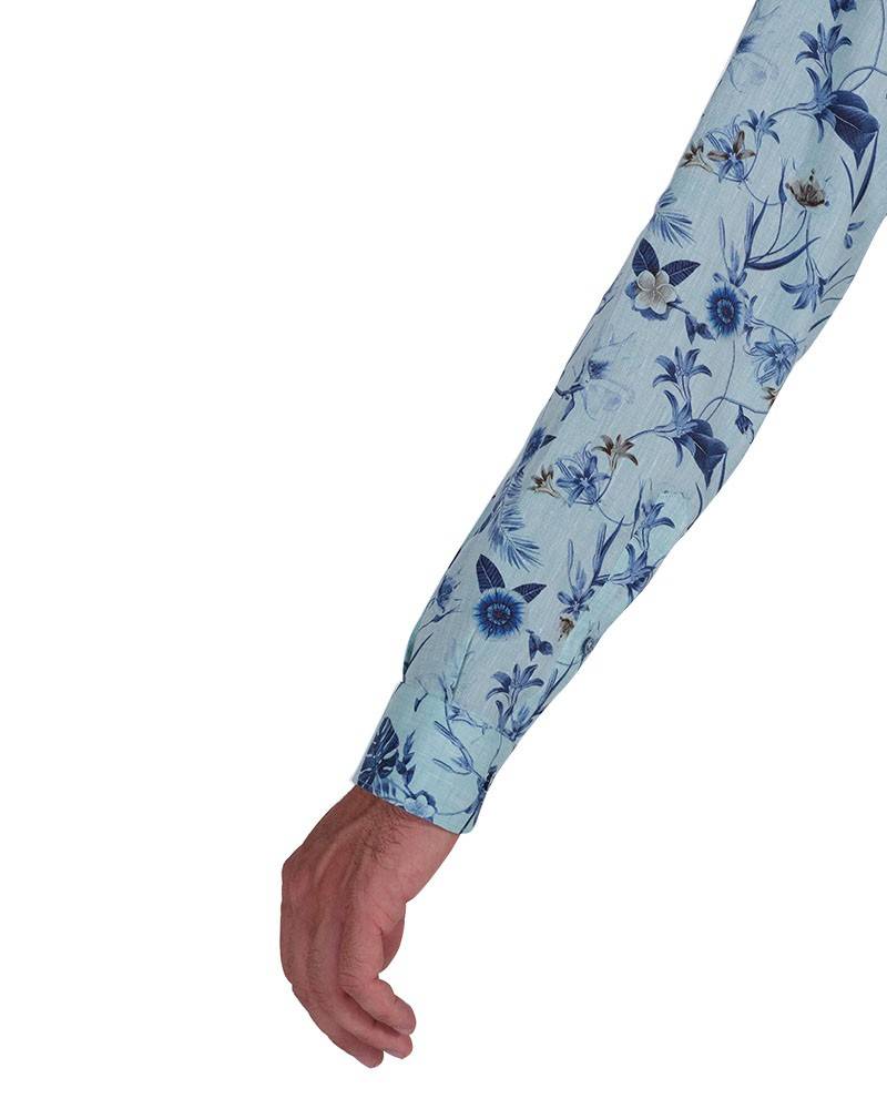 Poggianti Camicia Fantasia Collo Morbido Verde