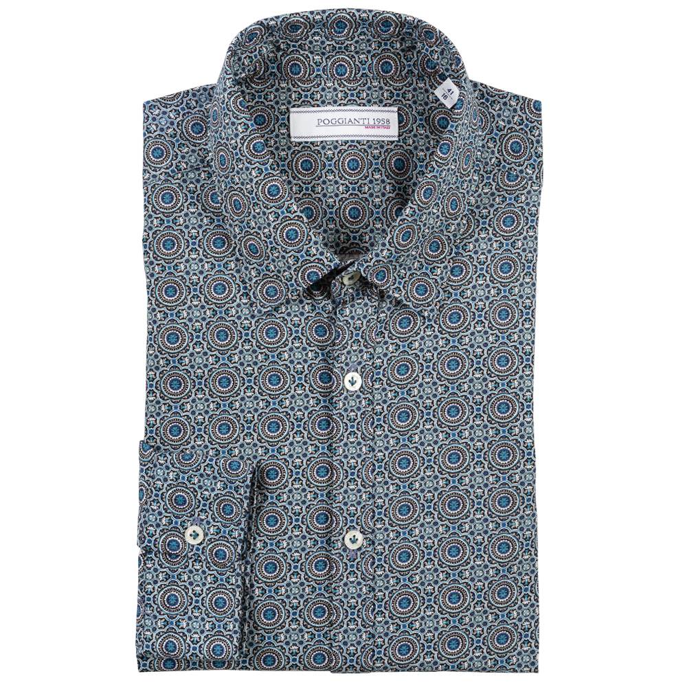 Poggianti Camicia Fantasia Collo Piccolo