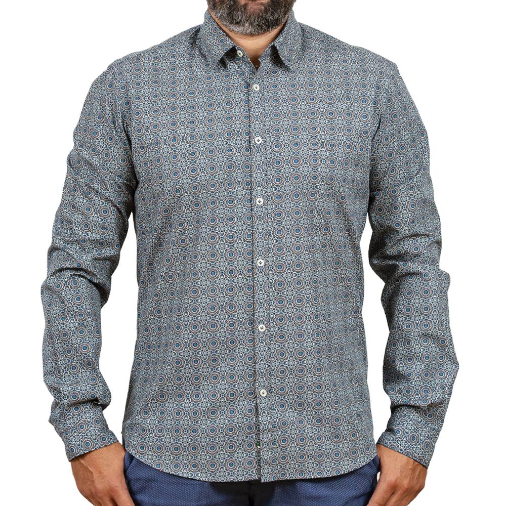 Poggianti Camicia fantasia collo piccolo