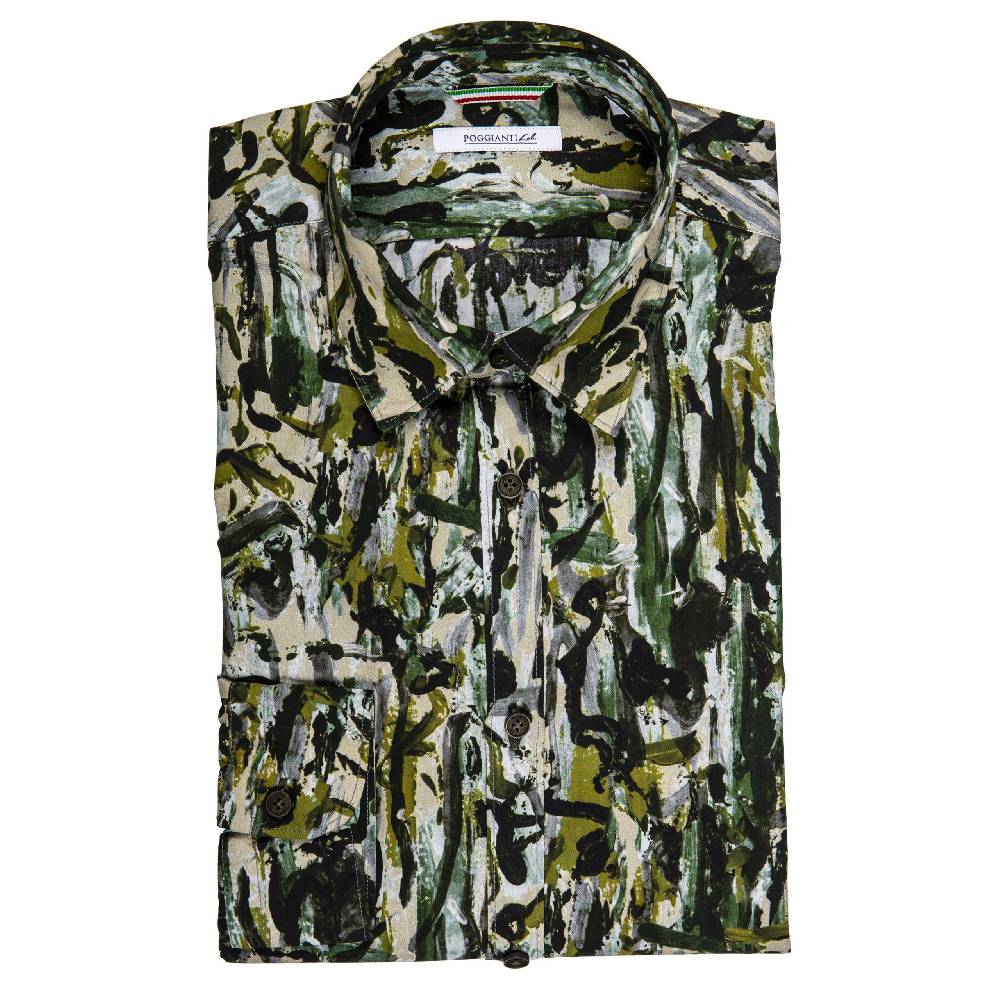 Poggianti Camicia Fantasia Collo Piccolo
