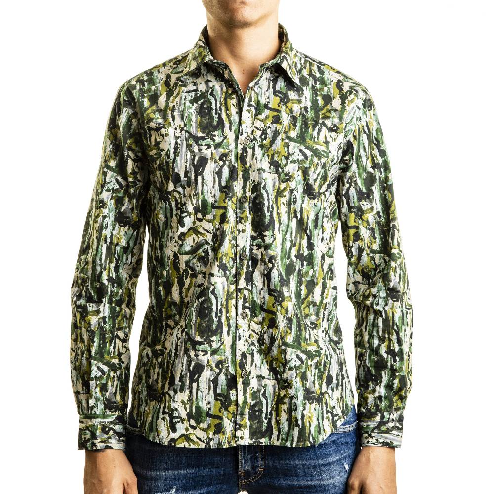 Poggianti Camicia fantasia collo piccolo