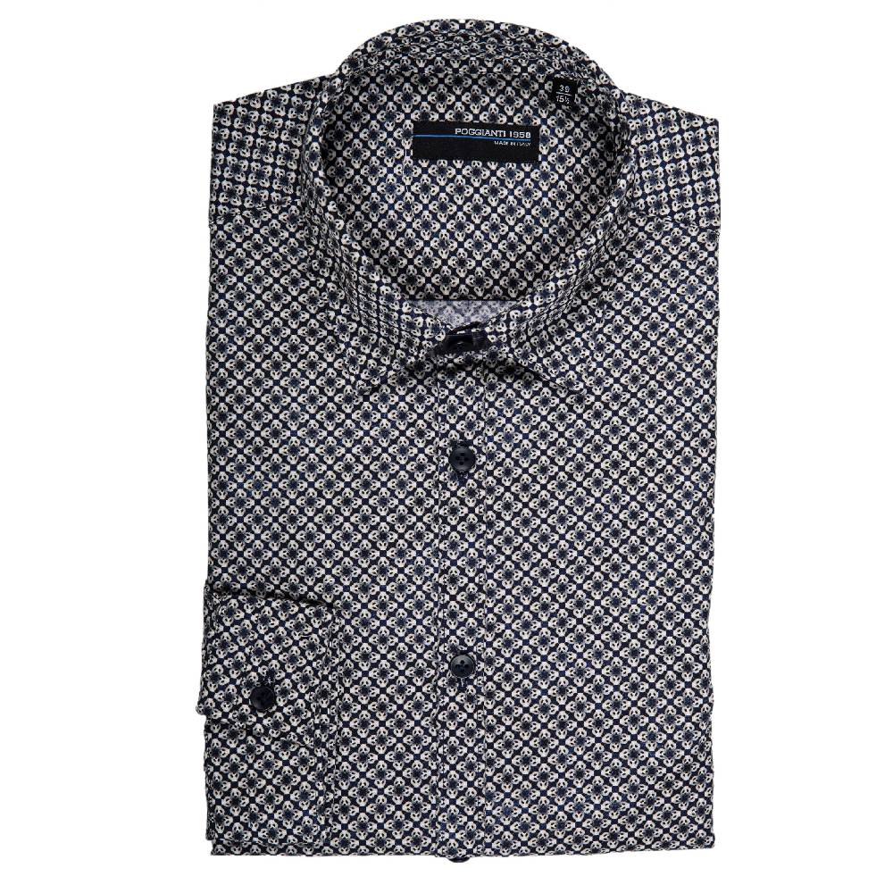 Poggianti Camicia fantasia collo piccolo