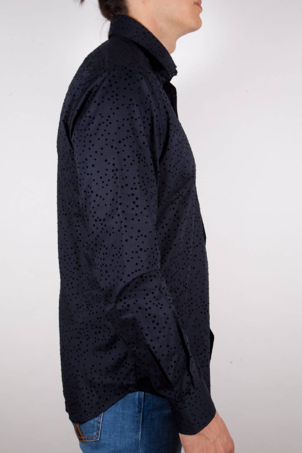 Poggianti Camicia Fantasia Floccato Nero