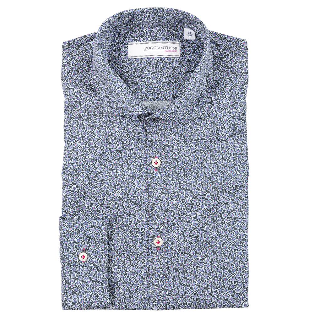 Poggianti Camicia Fantasia Floreale Collo Piccolo