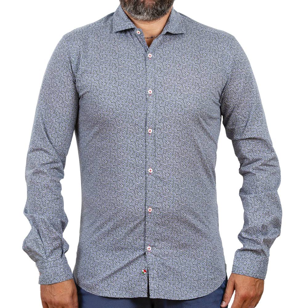 Poggianti Camicia fantasia floreale collo piccolo