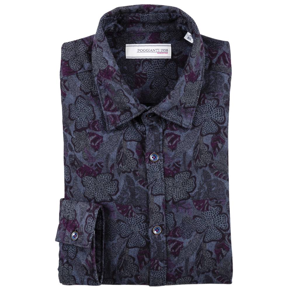 Poggianti Camicia Fantasia Floreale In Flanella