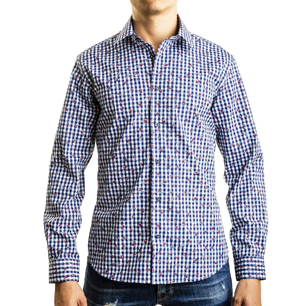 Poggianti Camicia Fantasia su base Quadri