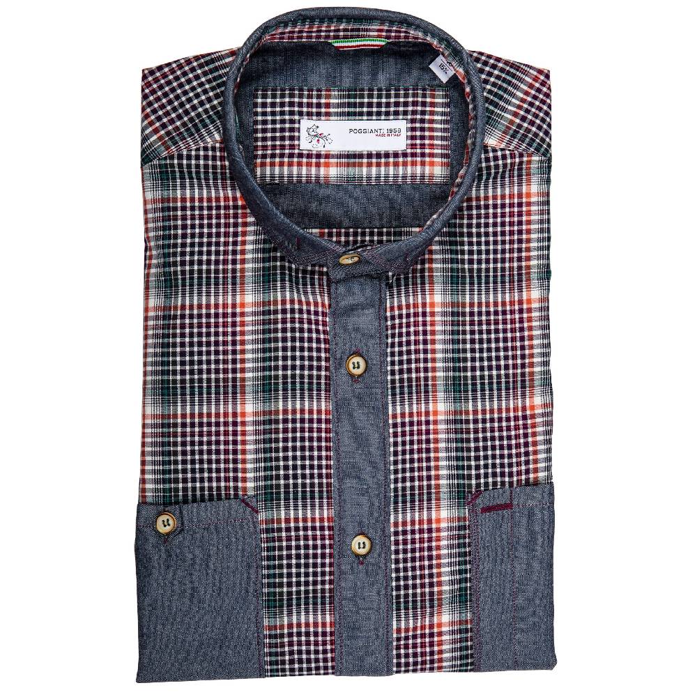 Poggianti Camicia Quadri Con Contrasti In Denim