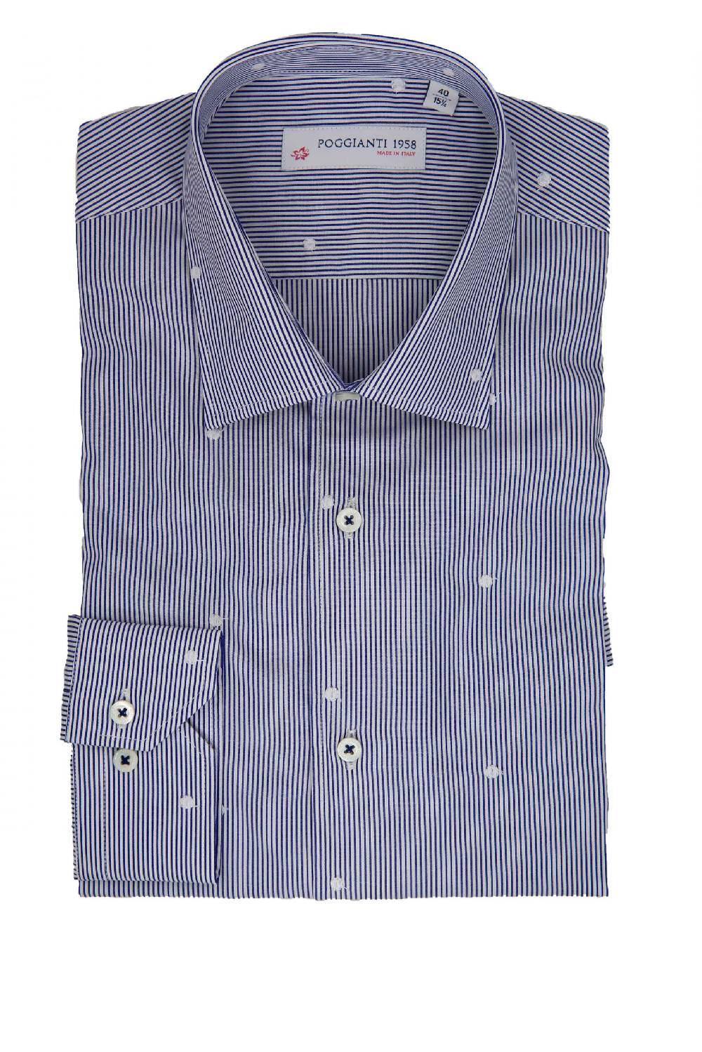 Poggianti Camicia righe bianco/blu Collo Classico