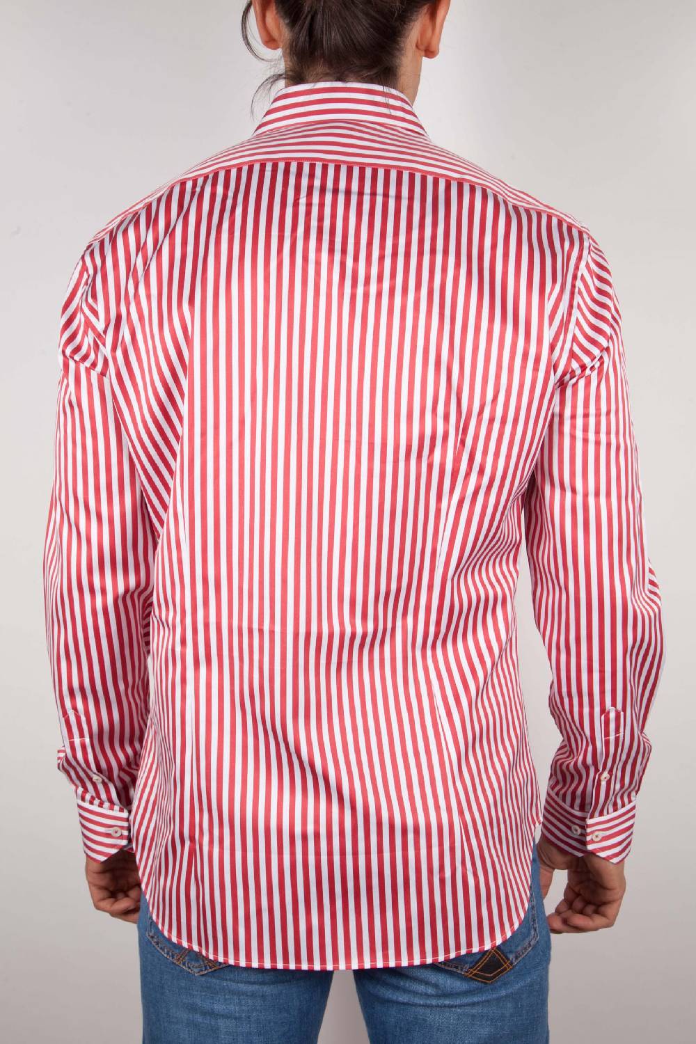 Poggianti Camicia Righe Rossa-Bianca