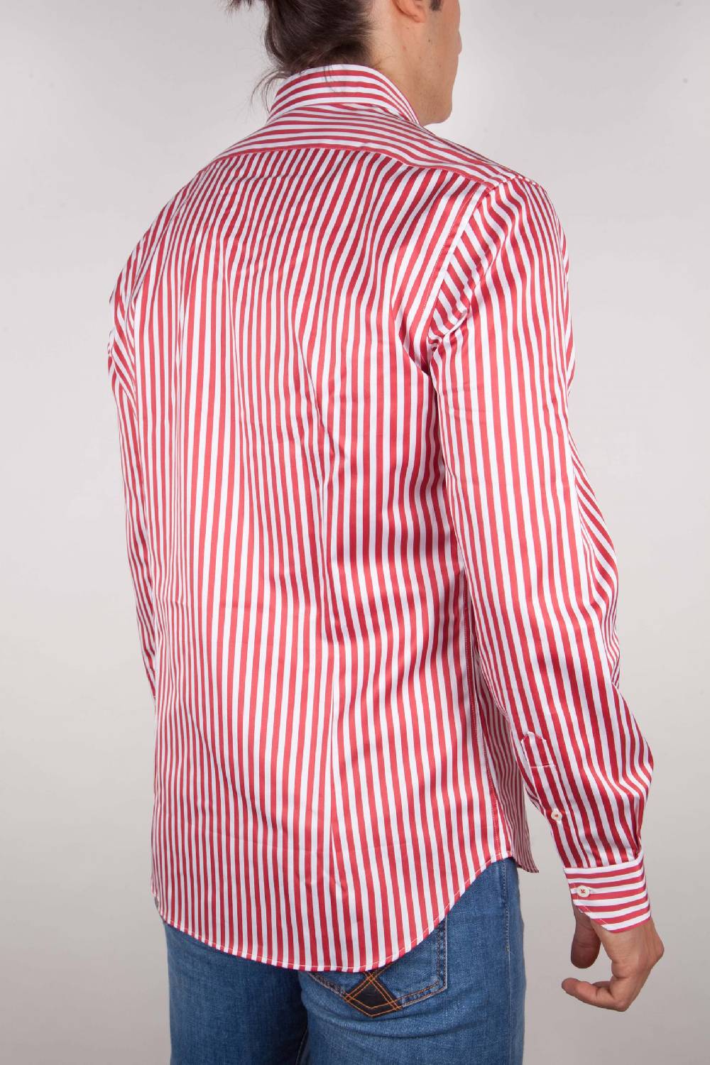 Poggianti Camicia Righe Rossa-Bianca