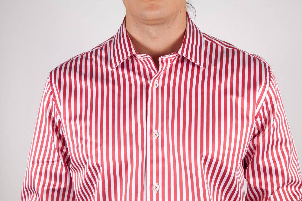Poggianti Camicia Righe Rossa-Bianca