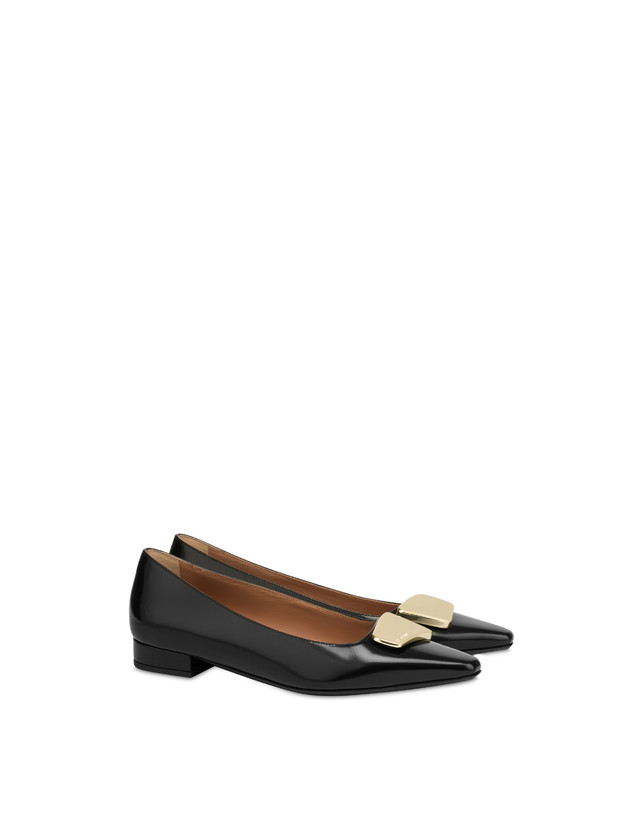 Pollini Ballerine In Vitello Abrasivato Bullion Nero