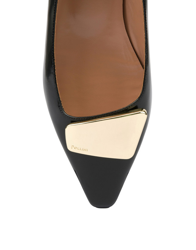 Pollini Ballerine In Vitello Abrasivato Bullion Nero