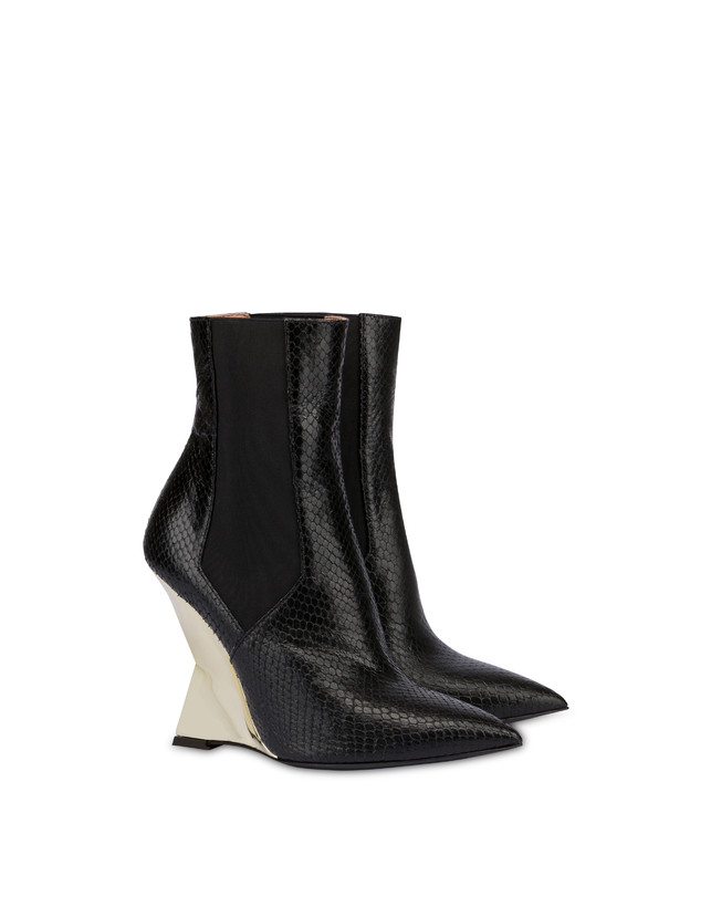 Pollini Beatles In Capra Stampa Pitone Extravagance Nero/platino