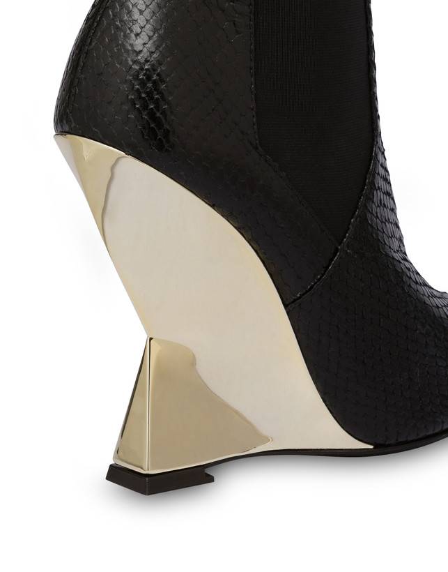 Pollini Beatles In Capra Stampa Pitone Extravagance Nero/platino