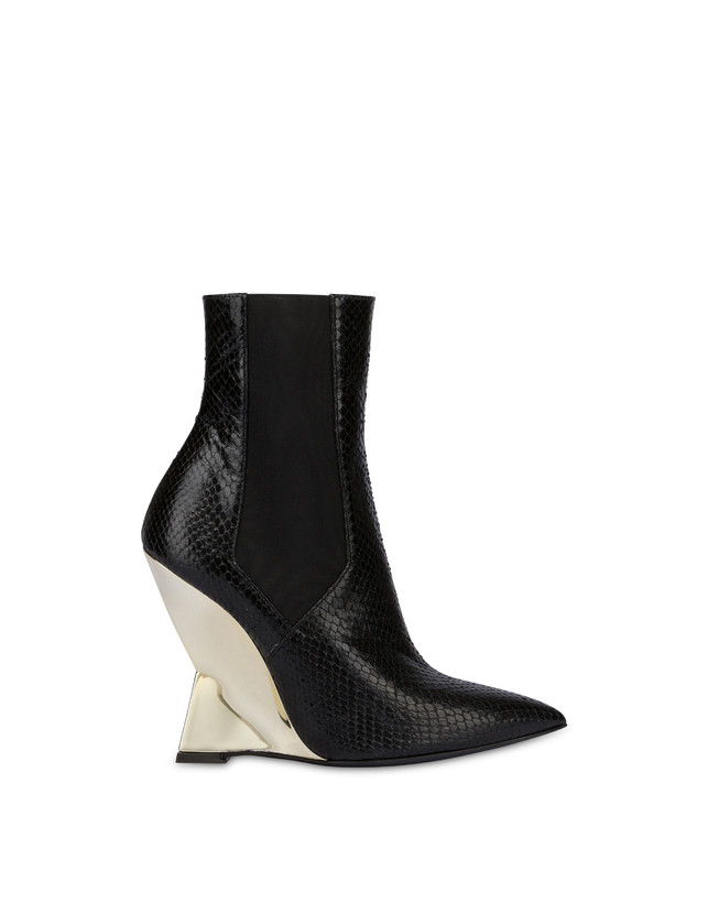 Pollini Beatles In Capra Stampa Pitone Extravagance Nero/platino