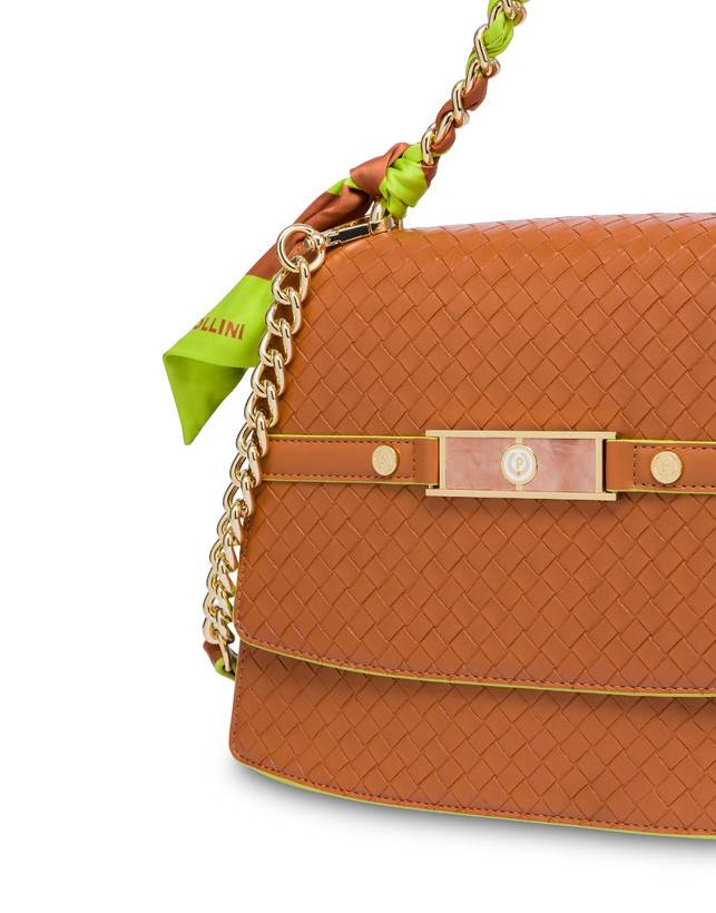 Pollini Borsa A Mano Con Foulard Color Explosion Cuoio/cuoio