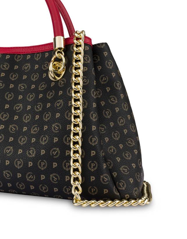 Pollini Borsa A Mano Heritage Logo Classic Nero/lacca