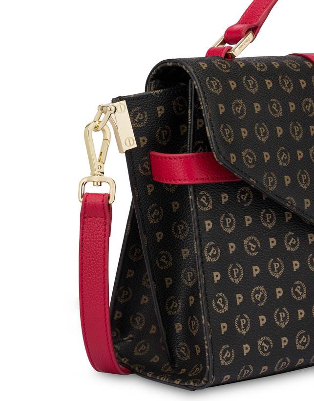 Pollini Borsa A Mano Strutturata Heritage Logo Classic Nero/lacca