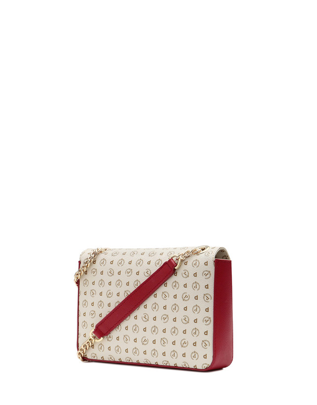 Pollini Borsa A Spalla Con Catena Heritage Logo Classic Avorio/lacca