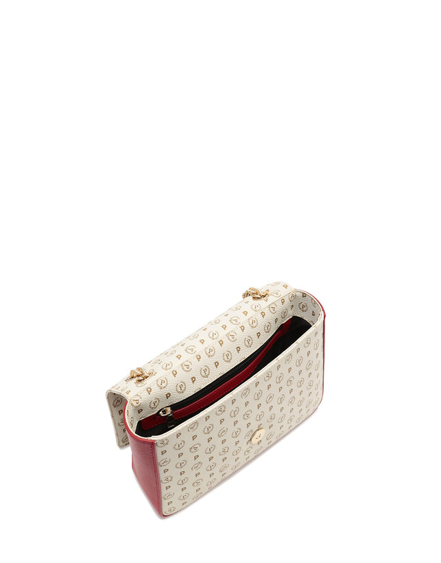 Pollini Borsa A Spalla Con Catena Heritage Logo Classic Avorio/lacca