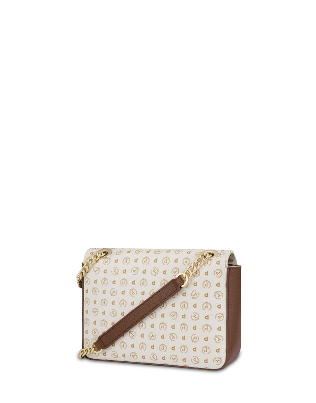 Pollini Borsa A Spalla Con Catena Heritage Logo Classic Avorio/marrone