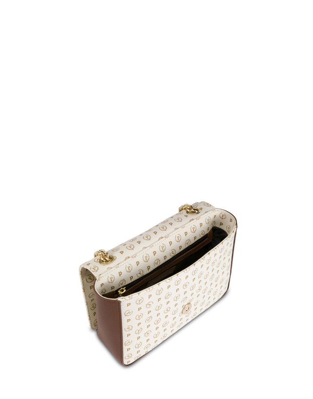 Pollini Borsa A Spalla Con Catena Heritage Logo Classic Avorio/marrone