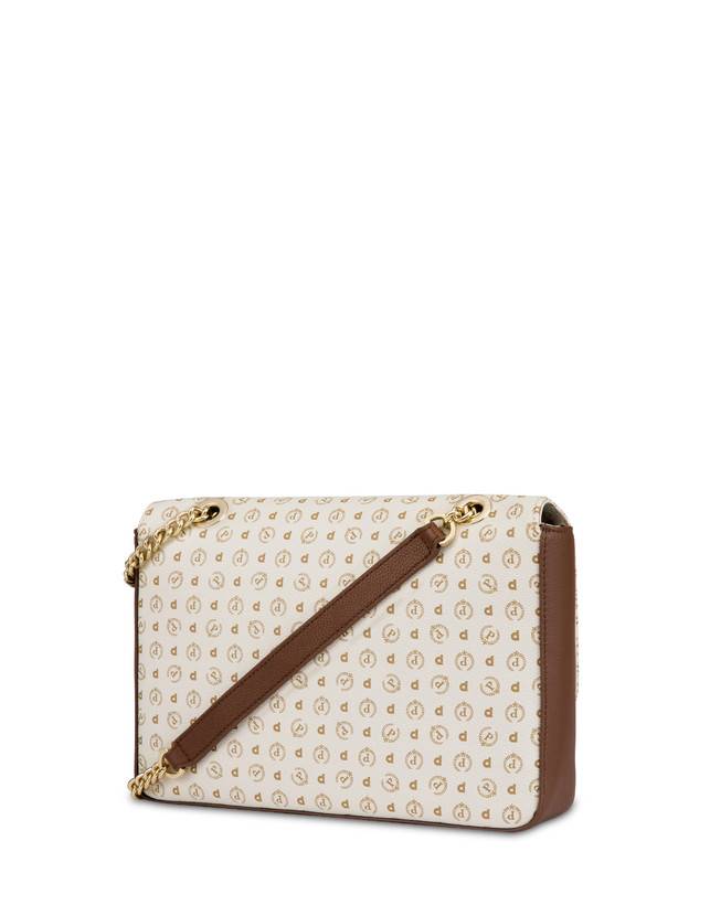 Pollini Borsa A Spalla Con Catena Heritage Logo Classic Avorio/marrone