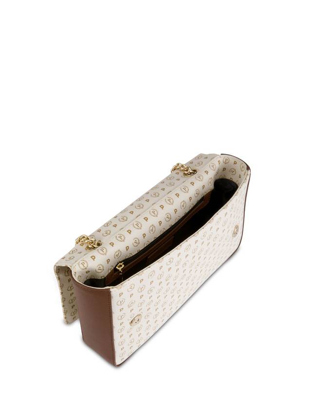 Pollini Borsa A Spalla Con Catena Heritage Logo Classic Avorio/marrone