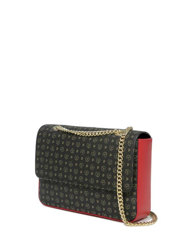 Pollini Borsa A Spalla Con Catena Heritage Logo Classic Nero/lacca