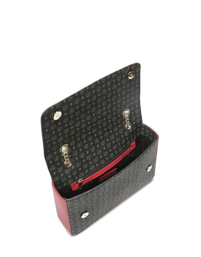 Pollini Borsa A Spalla Con Catena Heritage Logo Classic Nero/lacca