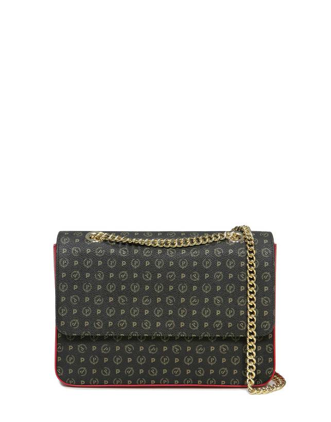 Pollini Borsa A Spalla Con Catena Heritage Logo Classic Nero/lacca