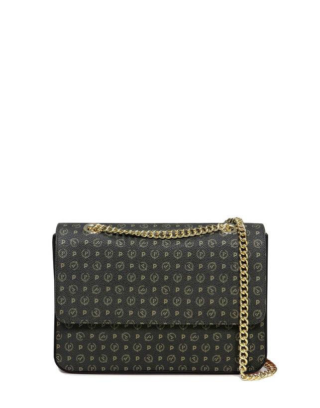 Pollini Borsa A Spalla Con Catena Heritage Logo Classic Nero/nero
