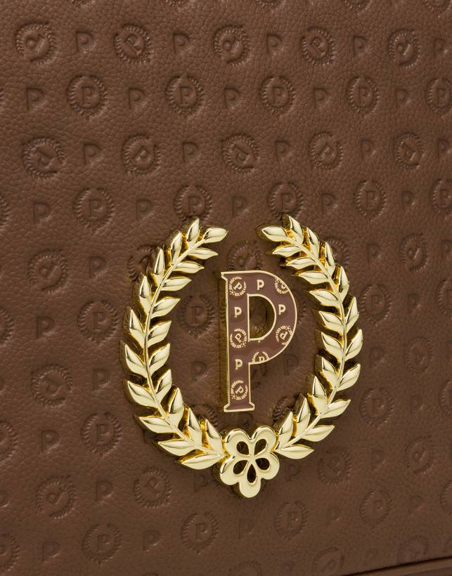 Pollini Borsa A Spalla Con Tracolla Regolabile Heritage Logo Embossed Marrone