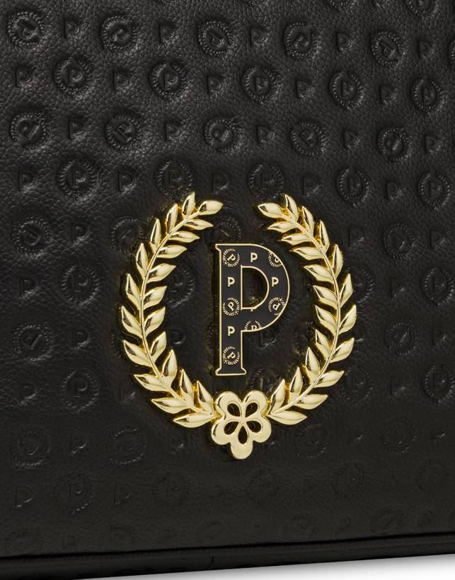 Pollini Borsa A Spalla Con Tracolla Regolabile Heritage Logo Embossed Nero