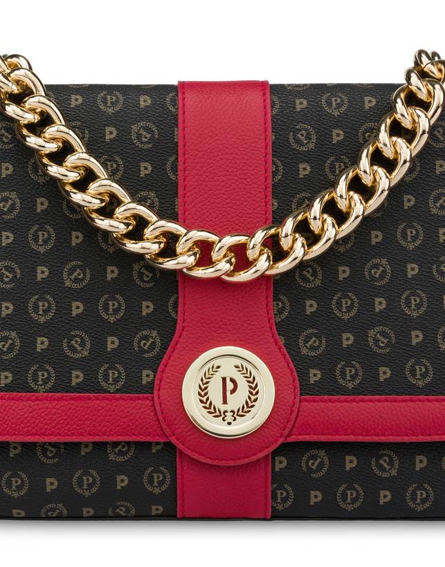 Pollini Borsa A Spalla Heritage Logo Classic Nero/lacca