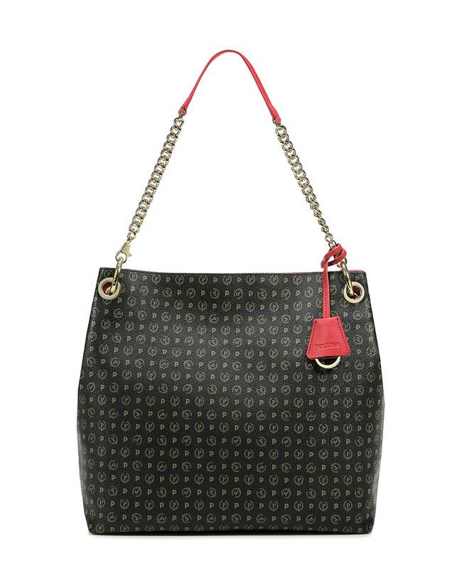 Pollini Borsa A Spalla Heritage Logo Classic Nero/lacca