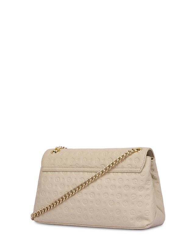 Pollini Borsa A Spalla Heritage Logo Embossed Avorio