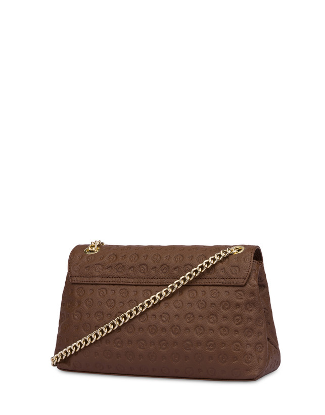 Pollini Borsa A Spalla Heritage Logo Embossed Marrone